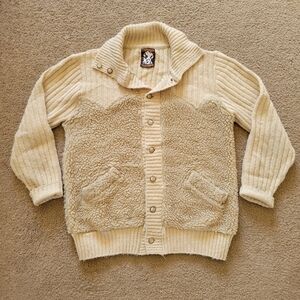 Vintage Karman Outerwear Western Cardigan Sweater Shearling Body Mens Large